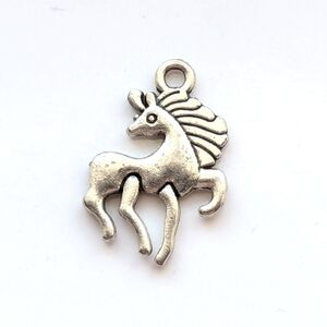 Whimsigoth Silver Tone Horse Unicorn Small Futuristic Bracelet Charm Pendant